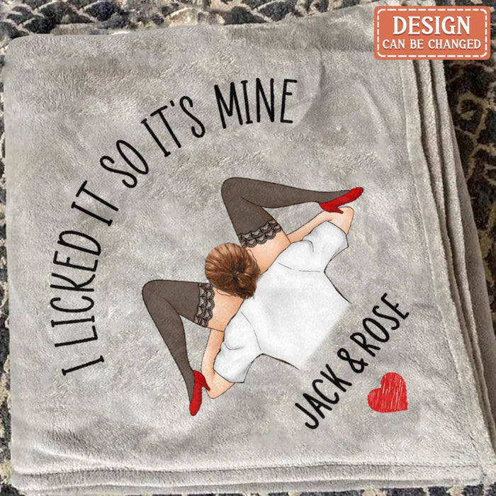 Personalized Couple Fleece Throw Blanket/Quilt - I Licked It So...It's Mine - Christmas Gift Idea For Couple