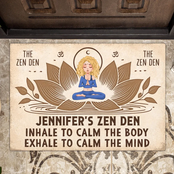 Custom Personalized Yoga Doormat - The Zen Den - Gift Idea For Yoga Lover/ Friend