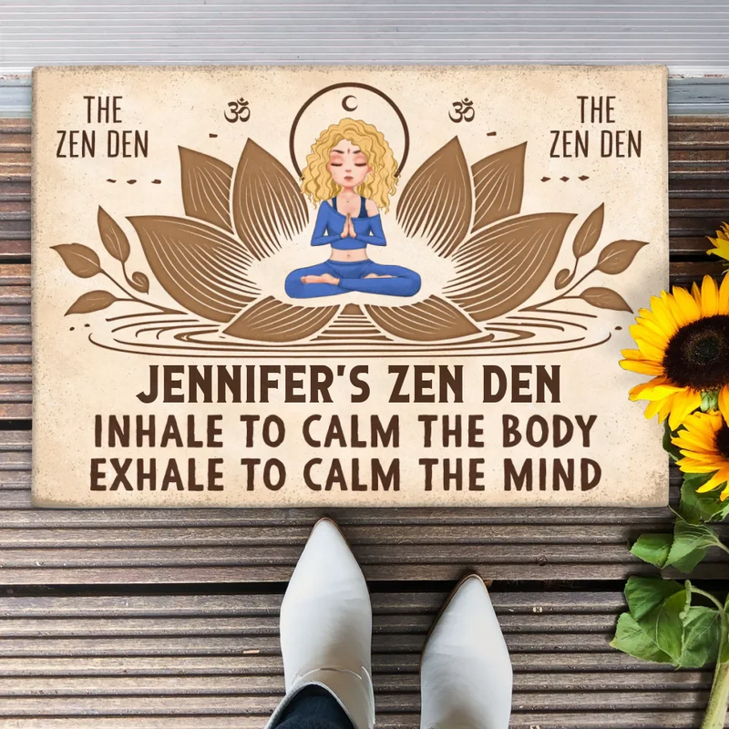 Personalized Yoga Doormat - The Zen Den - Gift Idea For Yoga Lover/Friend