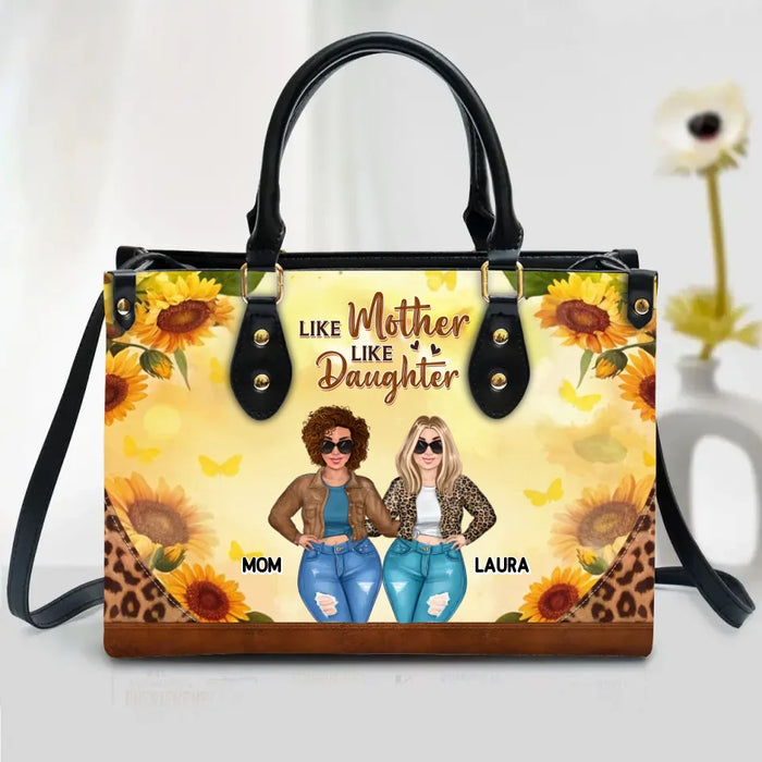 Custom Personalized Like Mother Like Daughter PU Leather Handbag With Long Straps - Gift Idea For  Mother/ Daughter