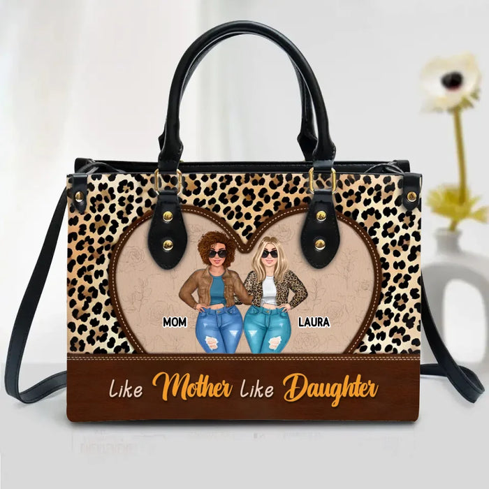 Custom Personalized Mother Daughter PU Leather Handbag With Long Straps - Gift Idea For Mother/ Daughter - Mother & Daughter Forever Linked Together