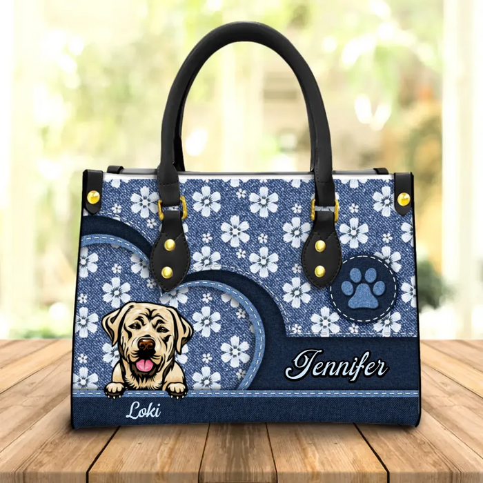 Custom Personalized Dog Mom Leather Handbag - Upto 3 Dogs - Gift Idea for Dog Lovers