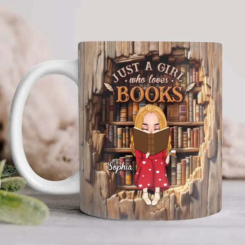 Personalized Reading Book Coffee Mug - Just A Girl Who Loves Books - Gift Idea For Friends/Book Lovers