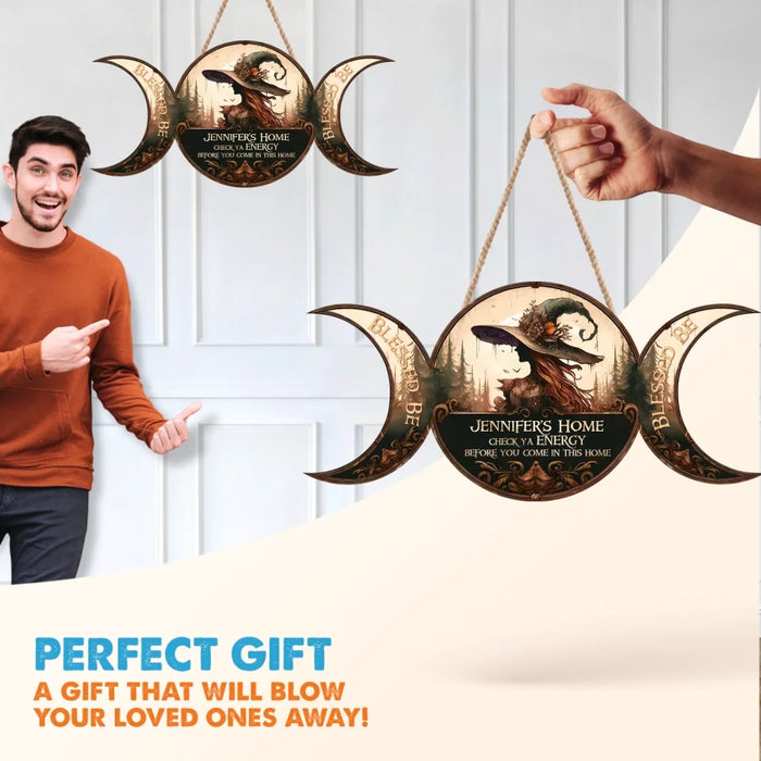 Personalized Witchy Home Blessing Wooden Sign - Gift Idea For Witches - Check Ya Energy Before You Come In This Home