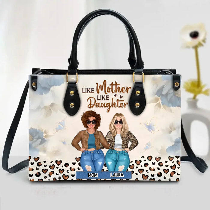 Personalized Like Mother Like Daughter PU Leather Handbag With Long Straps - Mother's Day Gift Idea For Mother And Daughter
