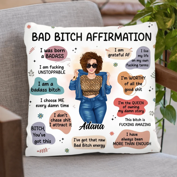 Personalized Bad Affirmations Pillow Cover - Gift Idea For Girl/Friend/ Daughter/Mom - I Was Born A Badass