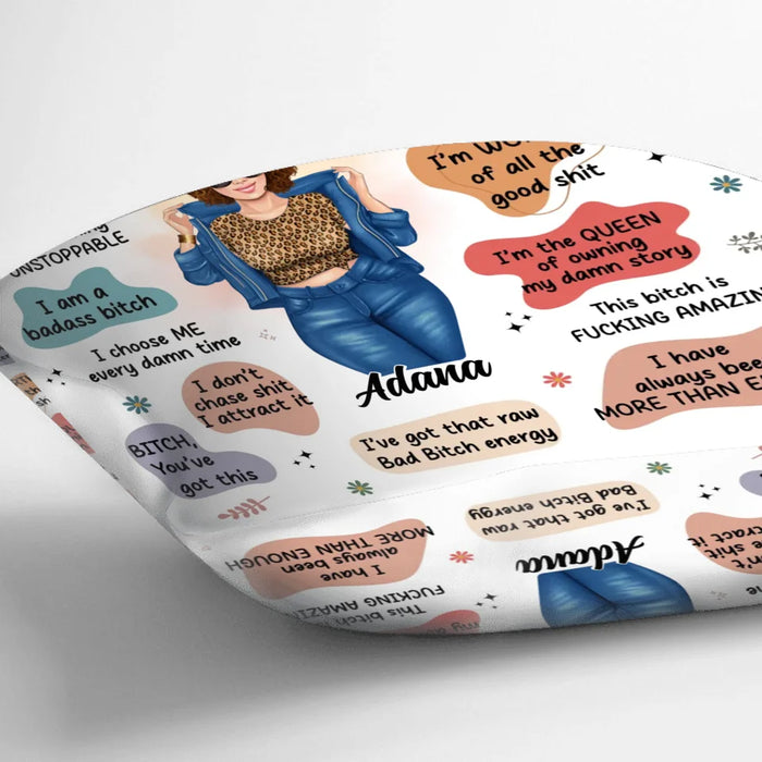 Personalized Bad Affirmations Pillow Cover - Gift Idea For Girl/Friend/ Daughter/Mom - I Was Born A Badass