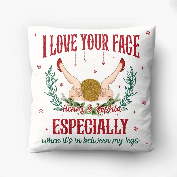 Personalized Couple Pillow Cover - Funny Gift Idea For Couple - I Love Your Face