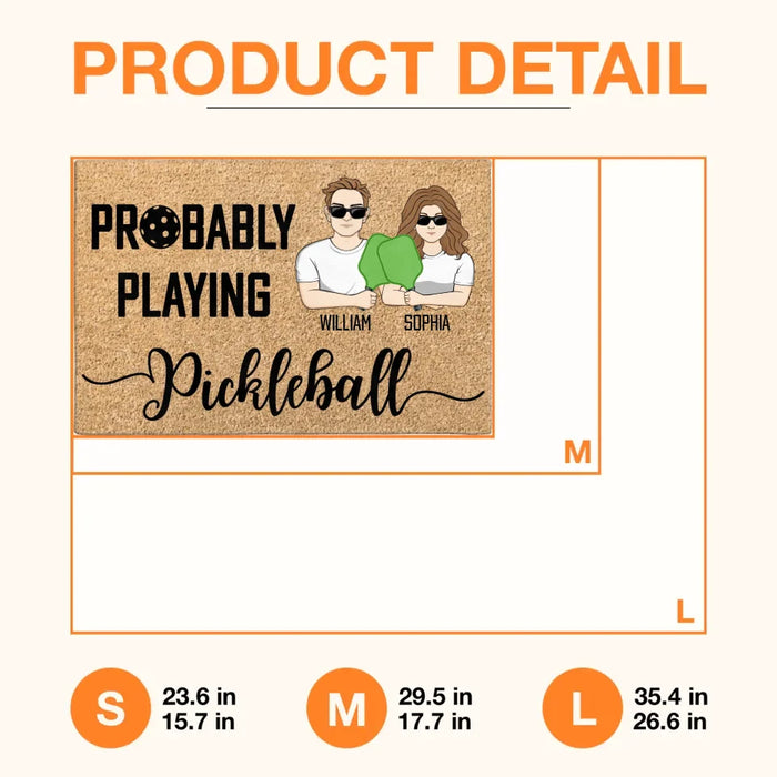 Personalized Pickleball Doll Couple Doormat - Gift Idea For Couple - Probably Playing Pickleball