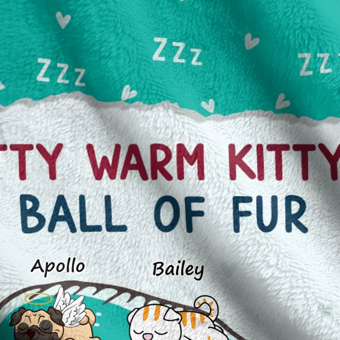 Personalized Dog Mom Quilt/Fleece Throw Blanket - Up To 8 Dogs - Mother's Day Gift For Dog Mom - Soft Kitty Warm Kitty Little Ball Of Fur