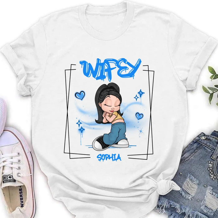 Personalized Hubby Wifey Y2K Couple T-shirt/Long Sleeve/Sweatshirt/Hoodie - Gift Idea For Couple