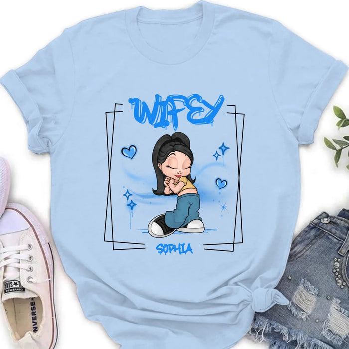 Personalized Hubby Wifey Y2K Couple T-shirt/Long Sleeve/Sweatshirt/Hoodie - Gift Idea For Couple