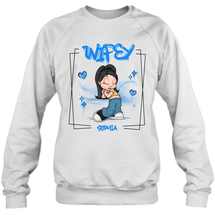 Personalized Hubby Wifey Y2K Couple T-shirt/Long Sleeve/Sweatshirt/Hoodie - Gift Idea For Couple