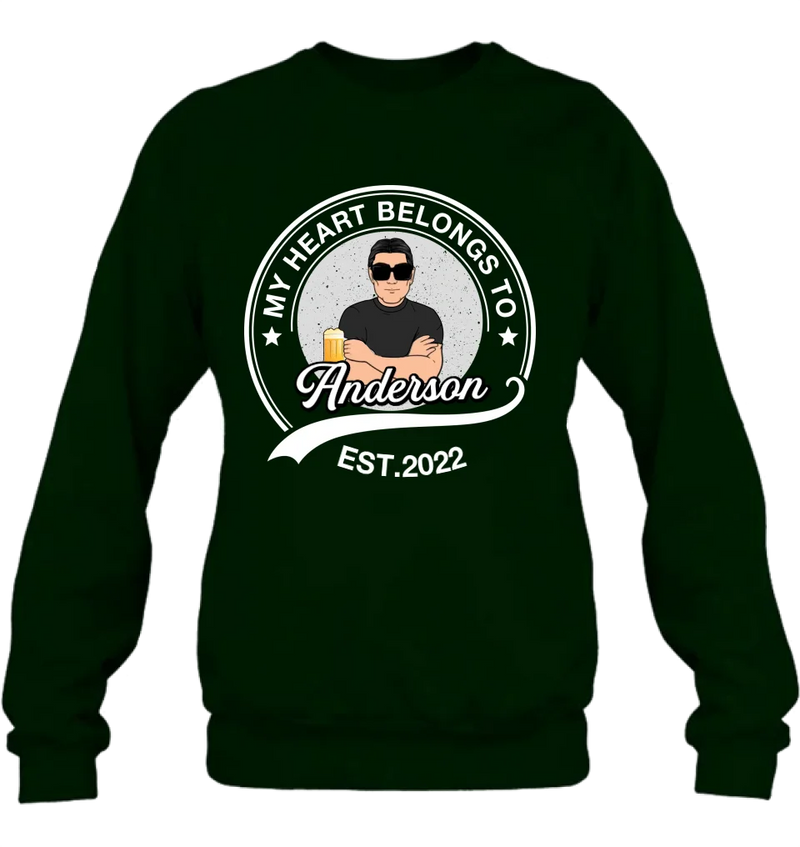 Personalized Couple T-shirt/Long Sleeve/Sweatshirt/Hoodie - Gift Idea For Couple/Husband And Wife - My Heart Belongs To
