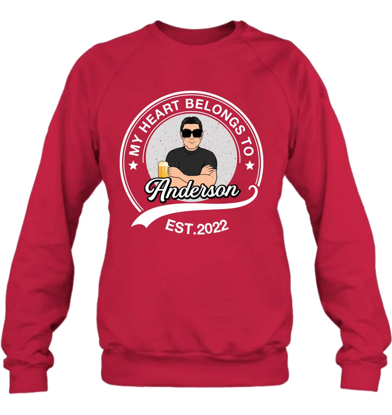 Personalized Couple T-shirt/Long Sleeve/Sweatshirt/Hoodie - Gift Idea For Couple/Husband And Wife - My Heart Belongs To