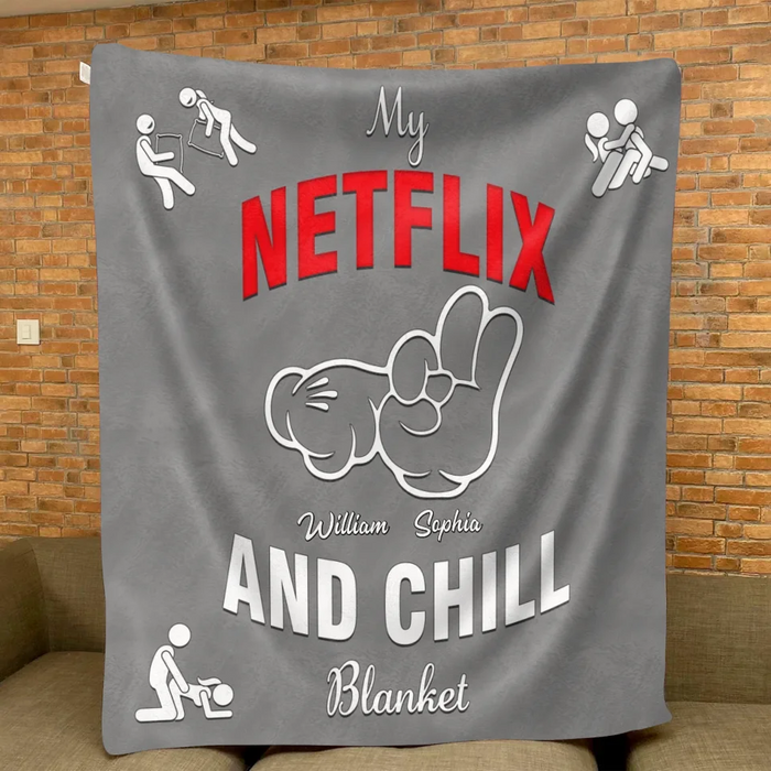 Personalized Couple Fleece Throw Blanket & Quilt - Gift Idea For Couple - My Netflix And Chill Blanket