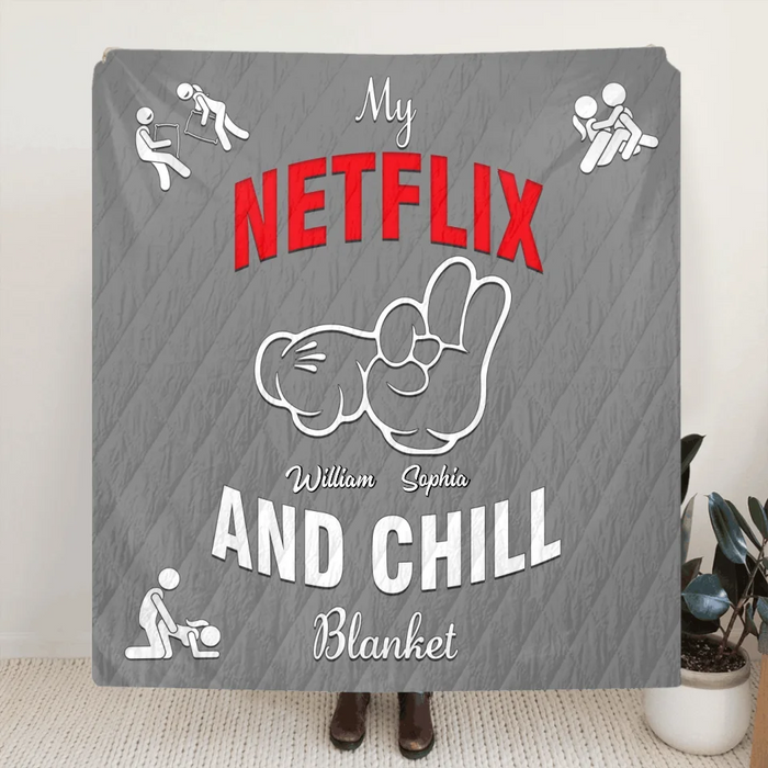 Personalized Couple Fleece Throw Blanket & Quilt - Gift Idea For Couple - My Netflix And Chill Blanket