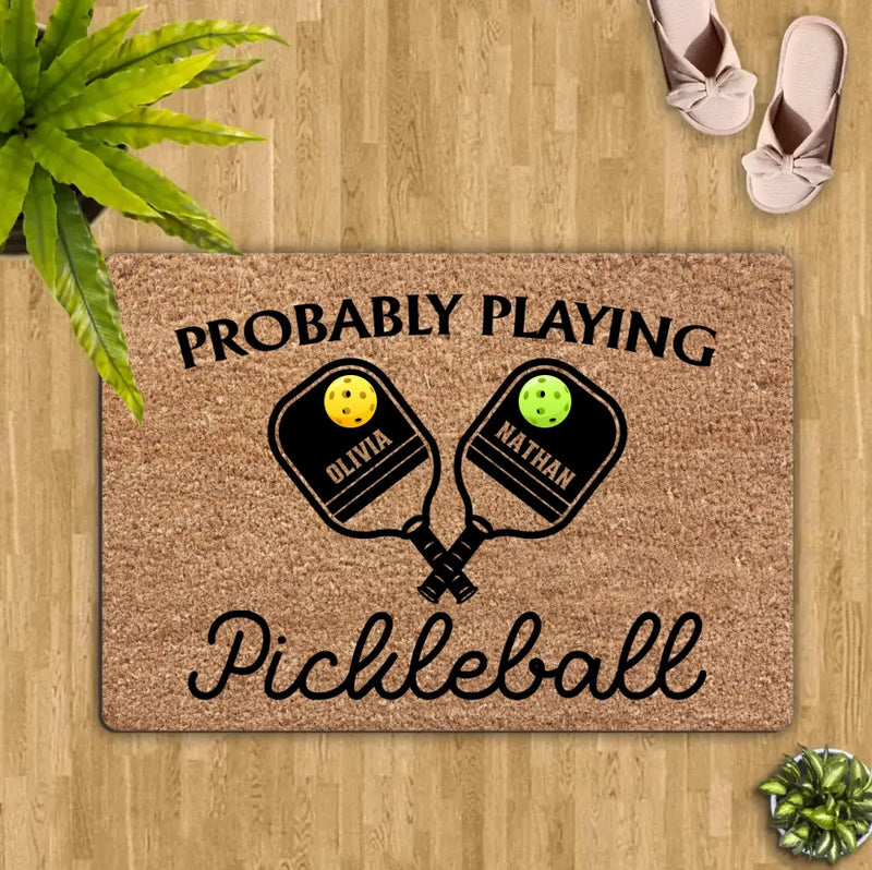 Personalized Pickleball Couple Doormat - Gift Idea For Couple - Probably Playing Pickleball