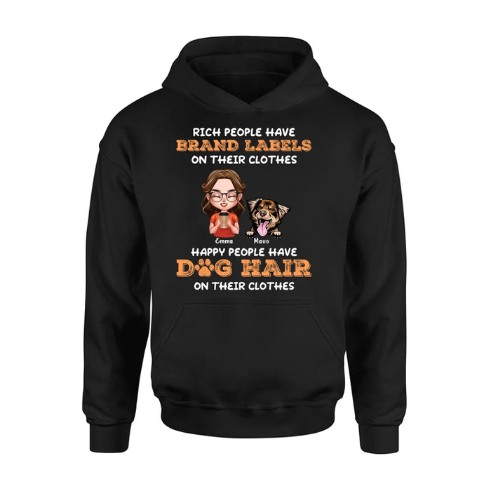 Personalized Dog Mom T-shirt/Long Sleeve/Sweatshirt/Hoodie - Gift Idea For Dog Lover - Up to 3 Dogs - Happy People Have Dog Hair On Their Clothes