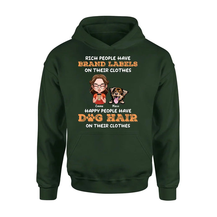 Personalized Dog Mom T-shirt/Long Sleeve/Sweatshirt/Hoodie - Gift Idea For Dog Lover - Up to 3 Dogs - Happy People Have Dog Hair On Their Clothes