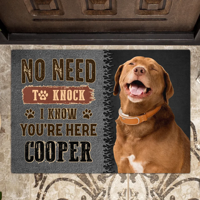 Personalized Dog Doormat - Gift Idea For Dog Lover - No Need To Knock I Know You're Here