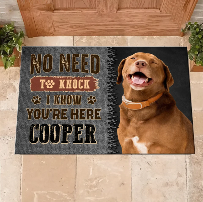 Personalized Dog Doormat - Gift Idea For Dog Lover - No Need To Knock I Know You're Here