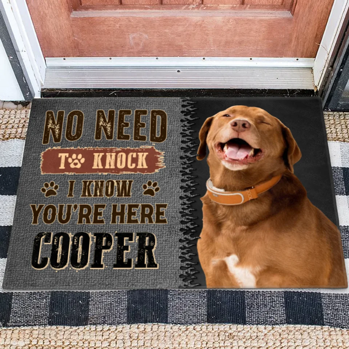 Personalized Dog Doormat - Gift Idea For Dog Lover - No Need To Knock I Know You're Here