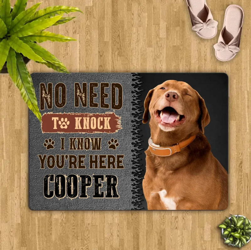 Personalized Dog Doormat - Gift Idea For Dog Lover - No Need To Knock I Know You're Here