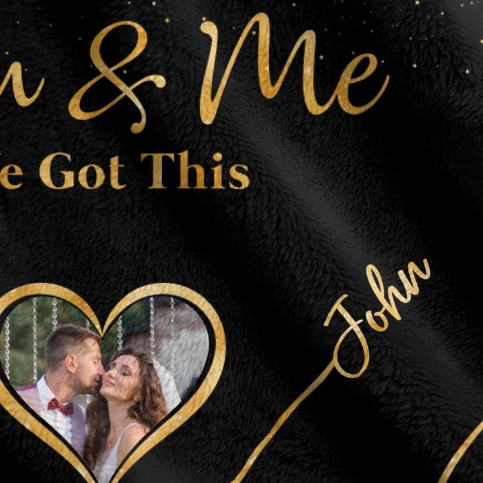 Personalized Couple Fleece Throw Blanket & Quilt - Upload Photo - Valentines Anniversary Gift Idea For Couple/Him & Her - You & Me We Got This