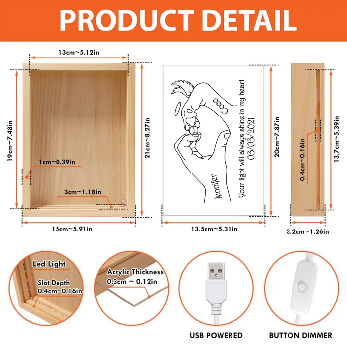 Personalized Memorial Frame Light Box - Your Light Will Always Shine In My Heart - Memorial Gift Idea For Dog Owner