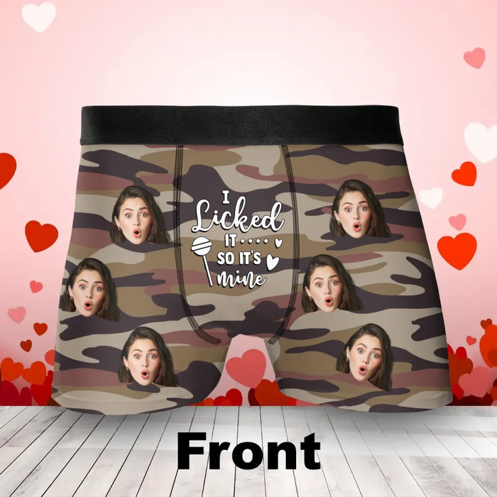 Personalized Funny Men's Boxer Briefs - Upload Photo - Gift Idea For Men, Boyfriend, Husband - I Licked It So It's Mine