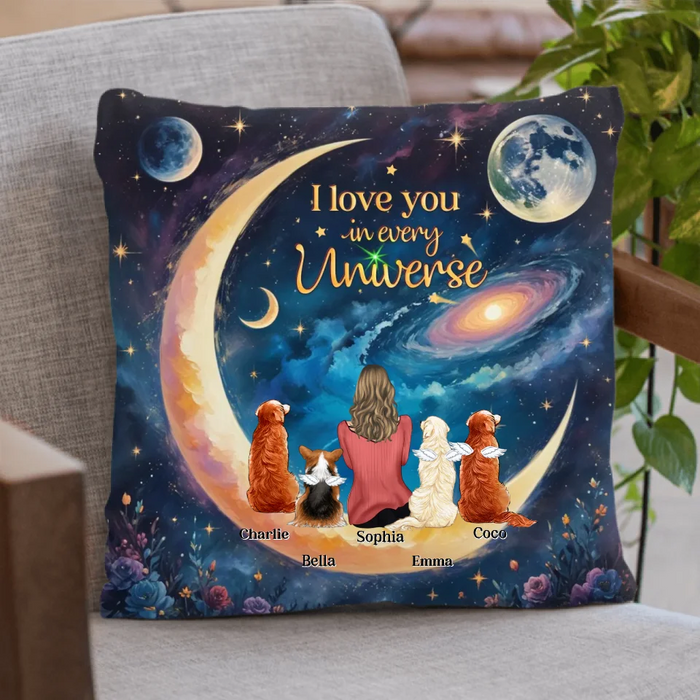Personalized Pet Mom/Dad Pillow Cover - Up to 4 Pets - I Love You In Every Universe