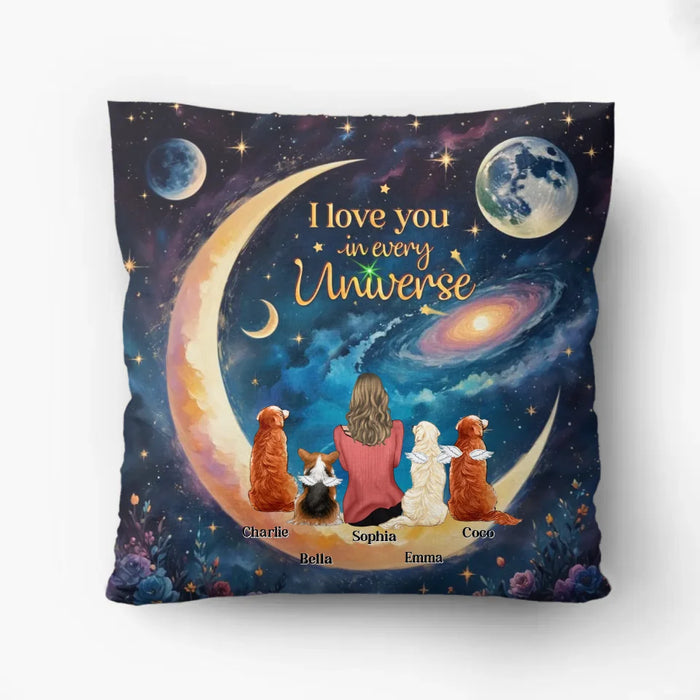 Personalized Pet Mom/Dad Pillow Cover - Up to 4 Pets - I Love You In Every Universe