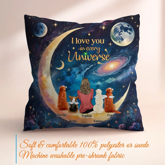 Personalized Pet Mom/Dad Pillow Cover - Up to 4 Pets - I Love You In Every Universe