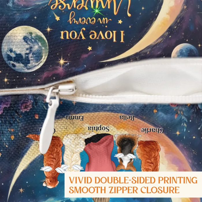 Personalized Pet Mom/Dad Pillow Cover - Up to 4 Pets - I Love You In Every Universe