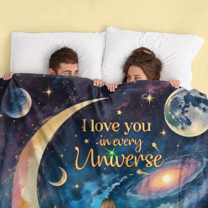 Personalized Pet Mom/Dad Fleece Throw Blanket & Quilt - Up to 4 Pets - I Love You In Every Universe