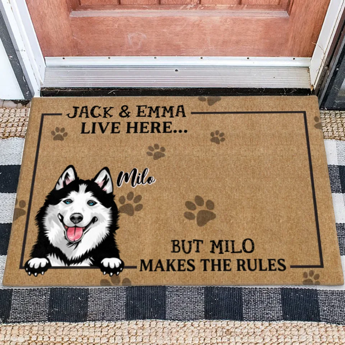 Personalized Dog Doormat - Gift Idea For Dog Lover - Dog Makes The Rules