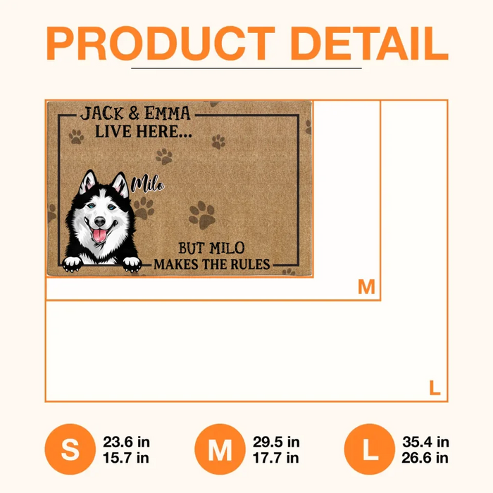 Personalized Dog Doormat - Gift Idea For Dog Lover - Dog Makes The Rules