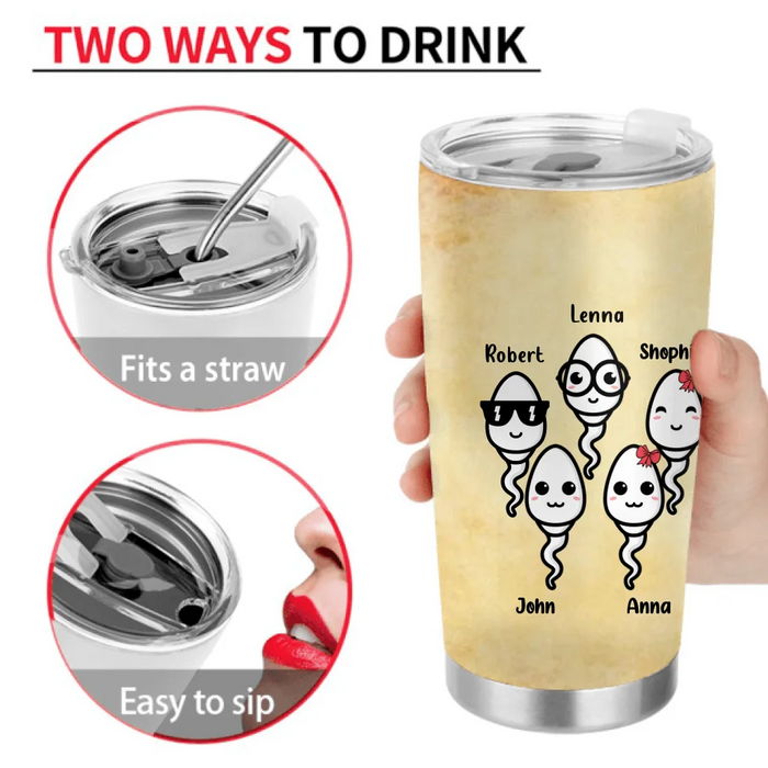Personalized Funny Step Dad Tumbler - Father's Day Gift For Step Father - From The Best Thing That Ever Came From Your Balls