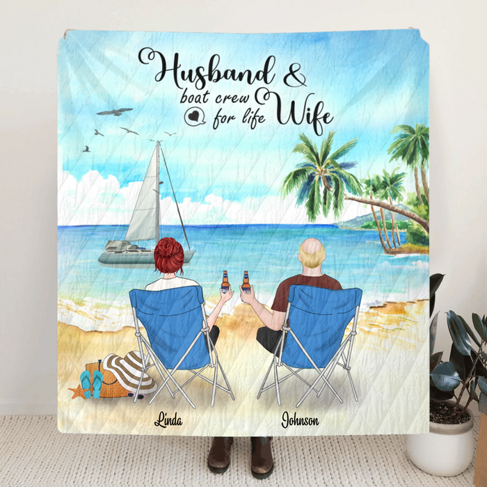 Personalized Boating Quilt Blanket - Best Gift For Couple, Couple With Up to 3 Pets - Husband & Boat Crew For Life Wife - B68Y61