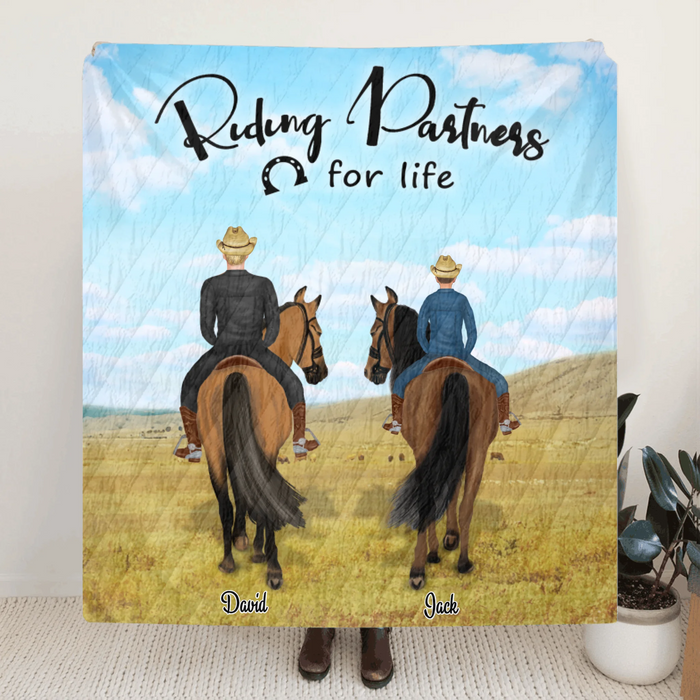 Personalized Riding Horse Blanket - Best Gift For Father's Day - Father Up to 2 Kids - Riding Partners For Life