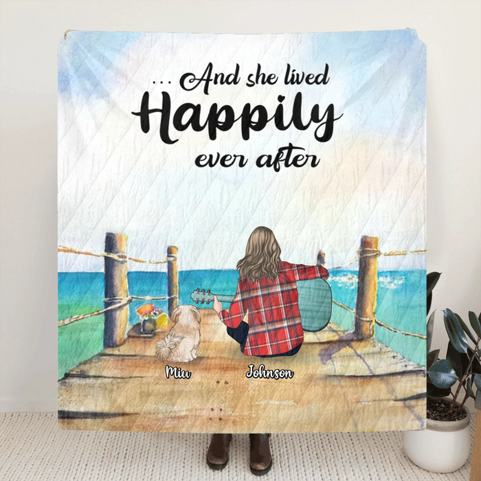 Personalized Dog Mom, Dog Dad With Guitar Quilt/Fleece Blanket - Best Gift Idea For Guitar Lovers - Up to 3 Dogs - I Play Guitars And I Know Things