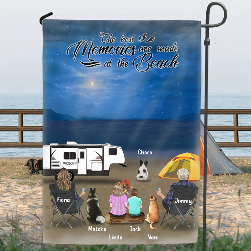 Personalized Night Camping At Beach Garden Flag - Whole Family Up to 2 Kids 3 Pets - R8SZGQ
