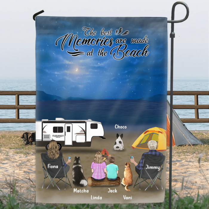 Personalized Night Camping At Beach Garden Flag - Whole Family Up to 2 Kids 3 Pets - R8SZGQ