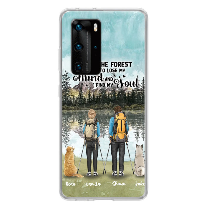 Custom Personalized Hiking Couple With Dogs Phone Case - Couple With Upto 2 Pets - Case For Xiaomi, Huawei and Oppo - Q67GXN