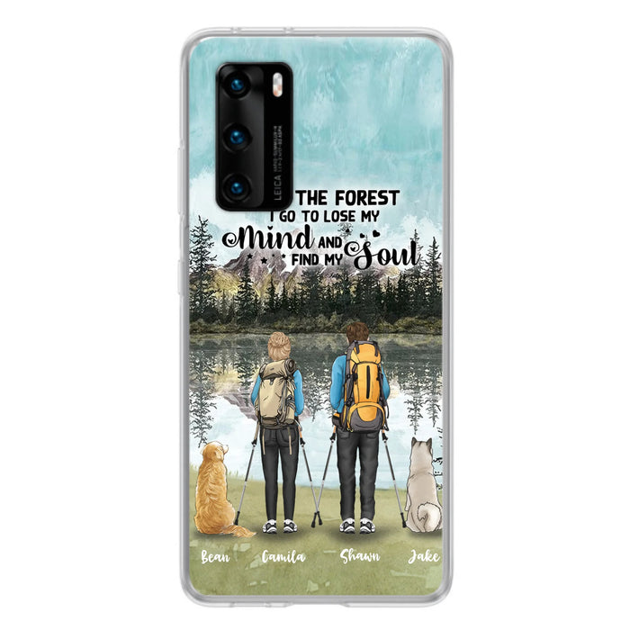 Custom Personalized Hiking Couple With Dogs Phone Case - Couple With Upto 2 Pets - Case For Xiaomi, Huawei and Oppo - Q67GXN