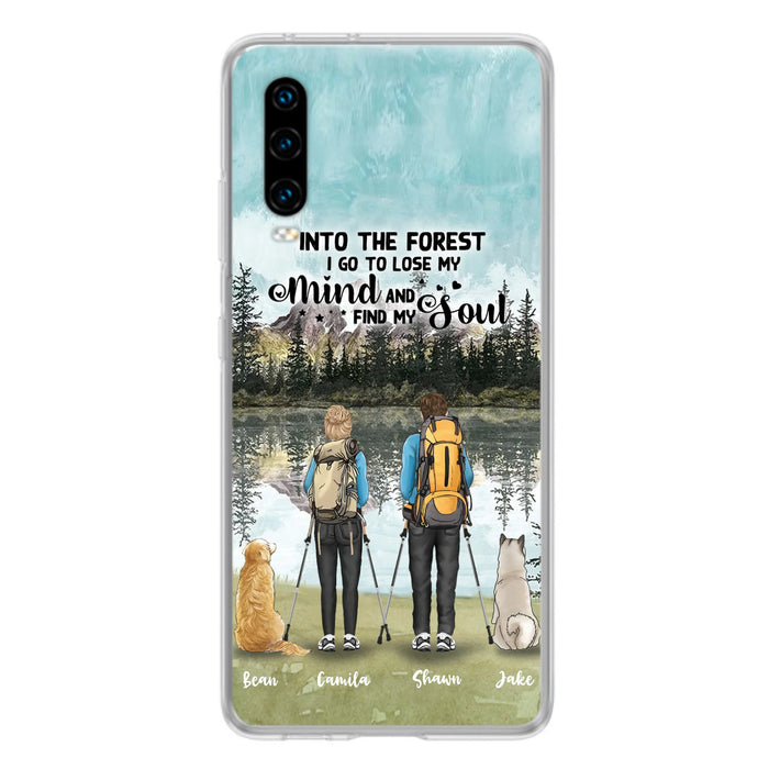 Custom Personalized Hiking Couple With Dogs Phone Case - Couple With Upto 2 Pets - Case For Xiaomi, Huawei and Oppo - Q67GXN