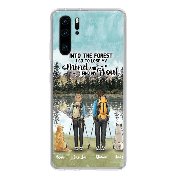 Custom Personalized Hiking Couple With Dogs Phone Case - Couple With Upto 2 Pets - Case For Xiaomi, Huawei and Oppo - Q67GXN