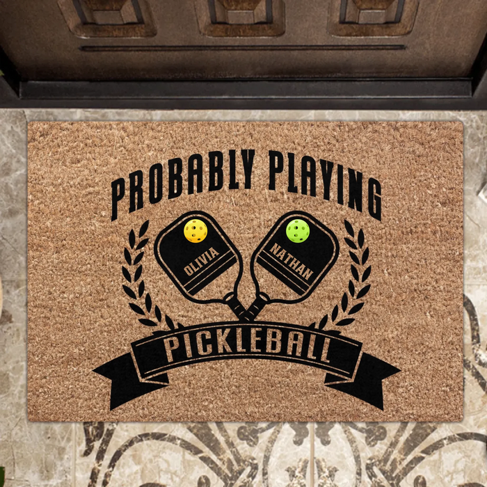 Personalized Pickleball Couple Doormat - Valentine's Day Gift Idea For Couple