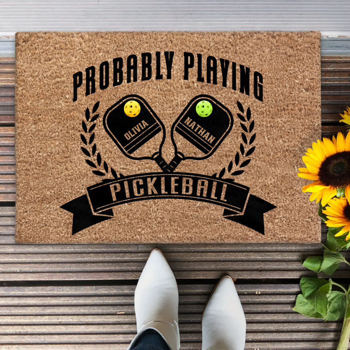 Personalized Pickleball Couple Doormat - Valentine's Day Gift Idea For Couple